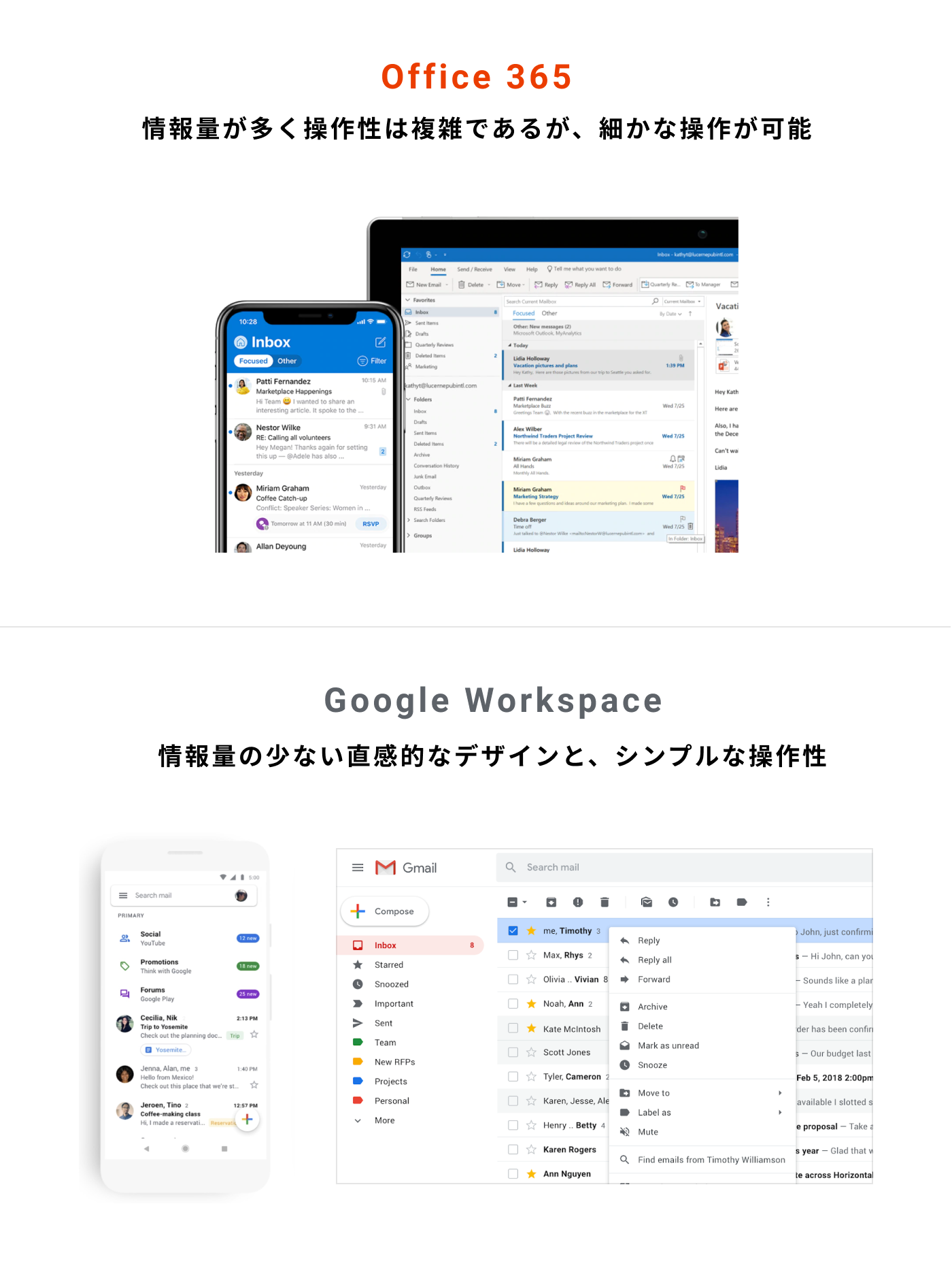 Office 365とGoogle Workspaceのデザインや使い勝手の比較